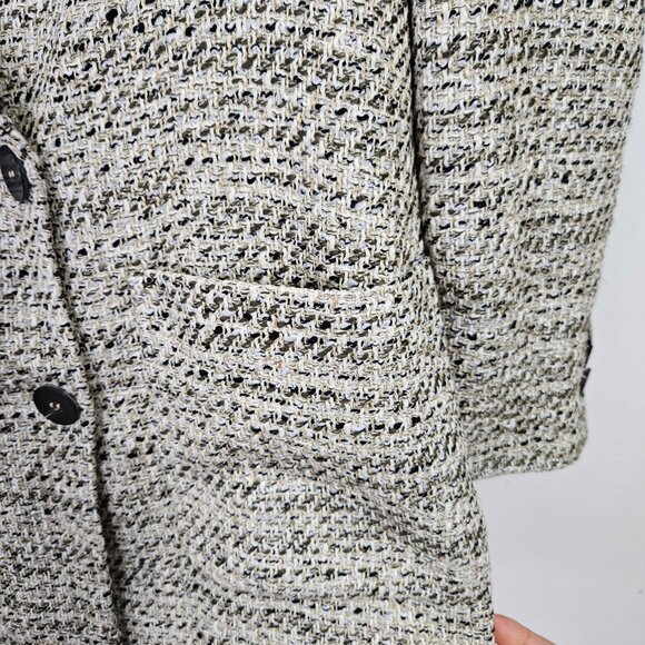 ZARA Double Breasted Tweed Blazer Jacket Sz S Neutral 2251/158 - Picture 7 of 13